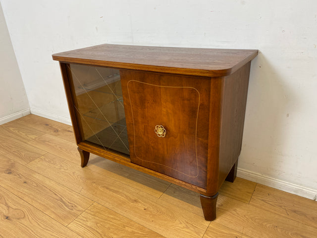 Sehr schöne 50er Jahre Barkommode aus vollem Holz mit Schiebetüren und verspiegeltem Barfach I Barschrank Bar Mini-Bar Kommode Schrank Sideboard Vitrine Mid-Century Vintage I