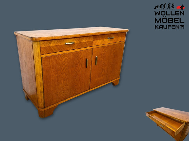 Formschöne 50er Jahre Kommode aus vollem Holz in Eiche mit Schublade I Sideboard Schrank Anrichte Wäschekommode Fernsehkommode TV Bank Board Mid-Century Vintage 60er I
