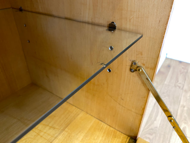 Hübscher 50er Jahre Schreibschrank aus vollem Holz in Maserbirke I Schrank Sekretär Schreibtisch Schreibkommode Highboard Bücherschrank Barschrank Vintage Mid-Century 60er I