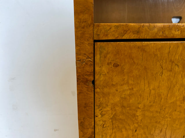 Hübscher 50er Jahre Schreibschrank aus vollem Holz in Maserbirke I Schrank Sekretär Schreibtisch Schreibkommode Highboard Bücherschrank Barschrank Vintage Mid-Century 60er I