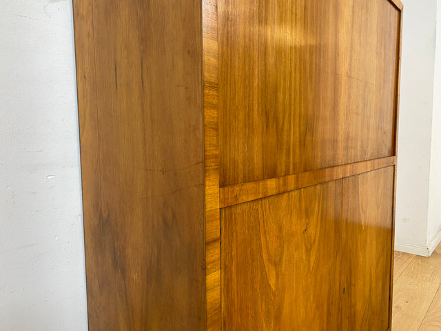 Schöner minimalistischer 50er Jahre Sekretär I Massivholz in Nussbaum I Schreibschrank Schreibkommode Schrank Highboard Kommode Barschrank Mid-Century Vintage Bauhaus I