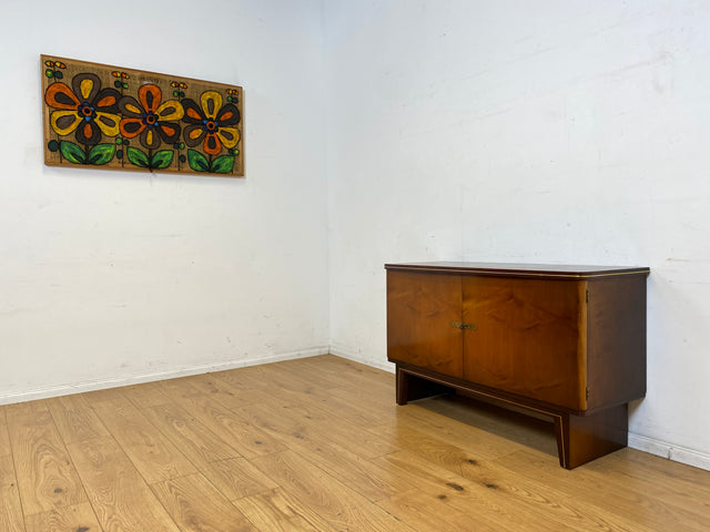 Hochwertiges 50er Jahre Sideboard mit Schubladen & Messingbeschlag I Vollholz I Kommode Schrank Anrichte Wäschekommode TV Lowboard Art Deco Mid-Century Rockabilly Vintage I