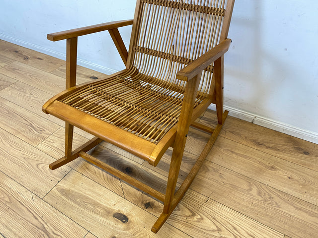 Formschöner und gut erhaltener 60er Jahre Designer Schaukelstuhl von Selman Selmanagic für VEB Hellerau I Stuhl Sessel Lesesessel Rocking Chair Mid-Century DDR Vintage I