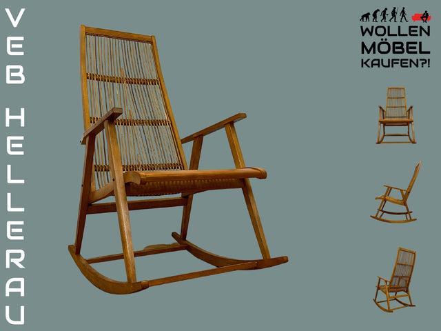 Formschöner und gut erhaltener 60er Jahre Designer Schaukelstuhl von Selman Selmanagic für VEB Hellerau I Stuhl Sessel Lesesessel Rocking Chair Mid-Century DDR Vintage I