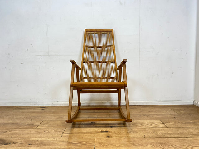 Formschöner und gut erhaltener 60er Jahre Designer Schaukelstuhl von Selman Selmanagic für VEB Hellerau I Stuhl Sessel Lesesessel Rocking Chair Mid-Century DDR Vintage I
