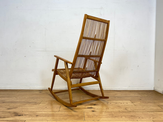 Formschöner und gut erhaltener 60er Jahre Designer Schaukelstuhl von Selman Selmanagic für VEB Hellerau I Stuhl Sessel Lesesessel Rocking Chair Mid-Century DDR Vintage I