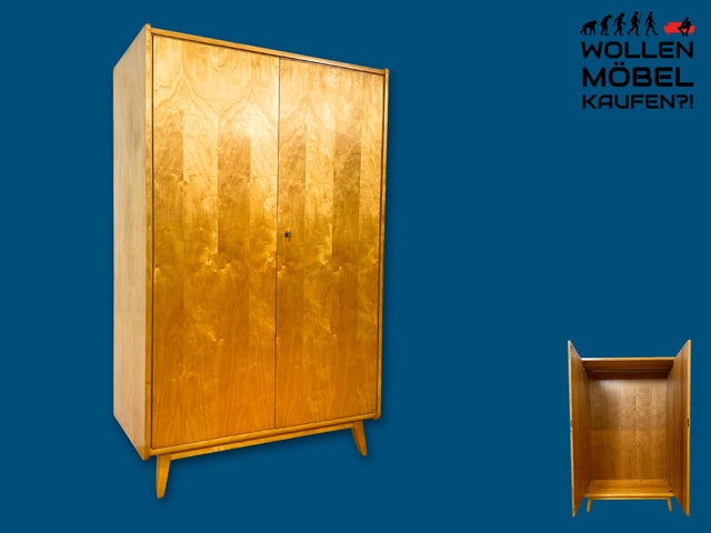 Stilvoller 60er Jahre Kleiderschrank mit Kleiderstange und konischen Füßen