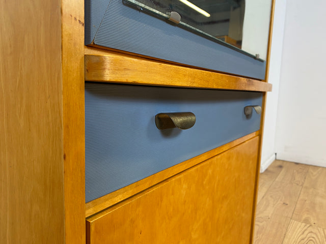 60er Jahre Schrank mit Spiegel, Schublade und Messinggriffen I Schrank Kleiderschrank Spiegelschrank Flurschrank Garderobe Barschrank Mid-Century Vintage 50er I