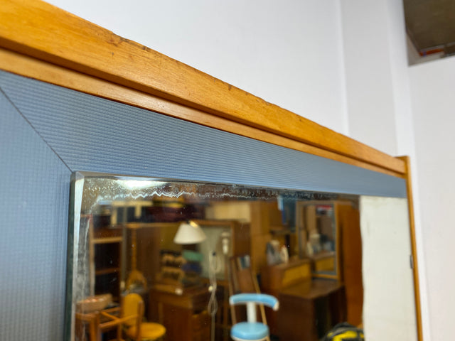 60er Jahre Schrank mit Spiegel, Schublade und Messinggriffen I Schrank Kleiderschrank Spiegelschrank Flurschrank Garderobe Barschrank Mid-Century Vintage 50er I