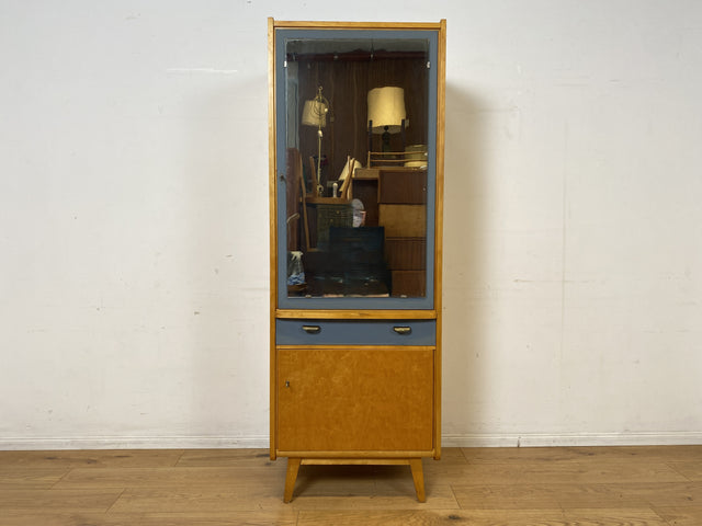 60er Jahre Schrank mit Spiegel, Schublade und Messinggriffen I Schrank Kleiderschrank Spiegelschrank Flurschrank Garderobe Barschrank Mid-Century Vintage 50er I