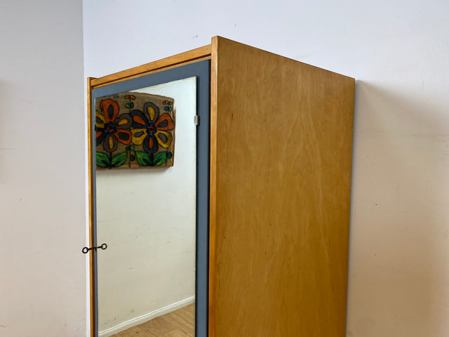 60er Jahre Schrank mit Spiegel, Schublade und Messinggriffen I Schrank Kleiderschrank Spiegelschrank Flurschrank Garderobe Barschrank Mid-Century Vintage 50er I