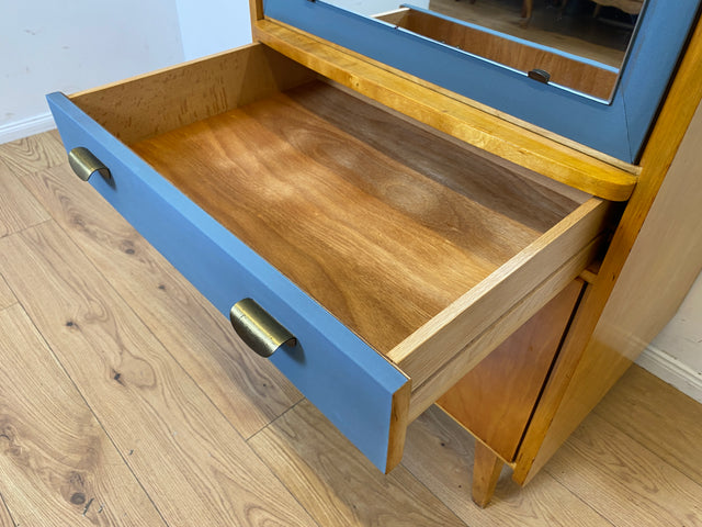 Sehr hübscher 60er Jahre Schrank mit Spiegel , Schublade & Messinggriffen I Schrank Kleiderschrank Spiegelschrank Flurschrank Garderobe Badschrank Mid-Century Vintage 50er