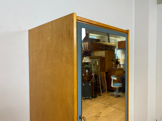 Sehr hübscher 60er Jahre Schrank mit Spiegel , Schublade & Messinggriffen I Schrank Kleiderschrank Spiegelschrank Flurschrank Garderobe Badschrank Mid-Century Vintage 50er