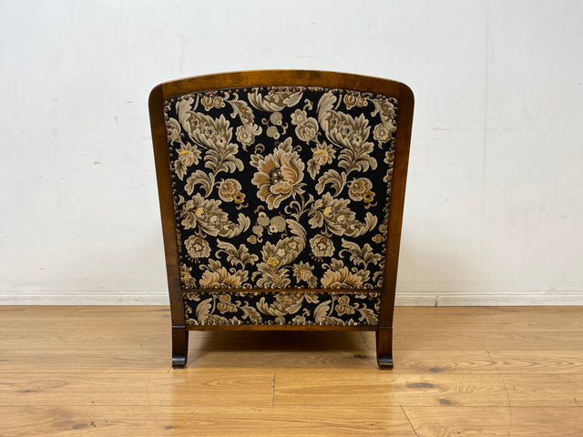 Wunderschöner und äußerst gemütlicher handverzierter 60er Jahre Sessel im antiken Stil mit hochwertigem floralem Bezug I Salonsessel Lesesessel Blumensessel Barock Vintage I