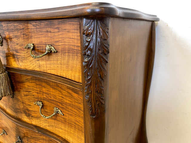 Elegante und hochwertige 60er Jahre Stilmöbel Kommode I Vollholz I mit Schubladen und Messinggriffen I Schrank Schubladenkommode Wäschekommode Barock Rokoko Vintage