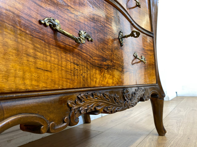 Elegante und hochwertige 60er Jahre Stilmöbel Kommode I Vollholz I mit Schubladen und Messinggriffen I Schrank Schubladenkommode Wäschekommode Barock Rokoko Vintage