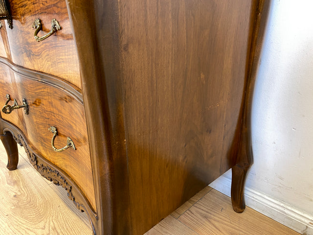 Elegante und hochwertige 60er Jahre Stilmöbel Kommode I Vollholz I mit Schubladen und Messinggriffen I Schrank Schubladenkommode Wäschekommode Barock Rokoko Vintage
