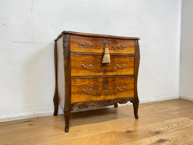Elegante und hochwertige 60er Jahre Stilmöbel Kommode I Vollholz I mit Schubladen und Messinggriffen I Schrank Schubladenkommode Wäschekommode Barock Rokoko Vintage