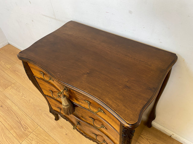 Elegante und hochwertige 60er Jahre Stilmöbel Kommode I Vollholz I mit Schubladen und Messinggriffen I Schrank Schubladenkommode Wäschekommode Barock Rokoko Vintage