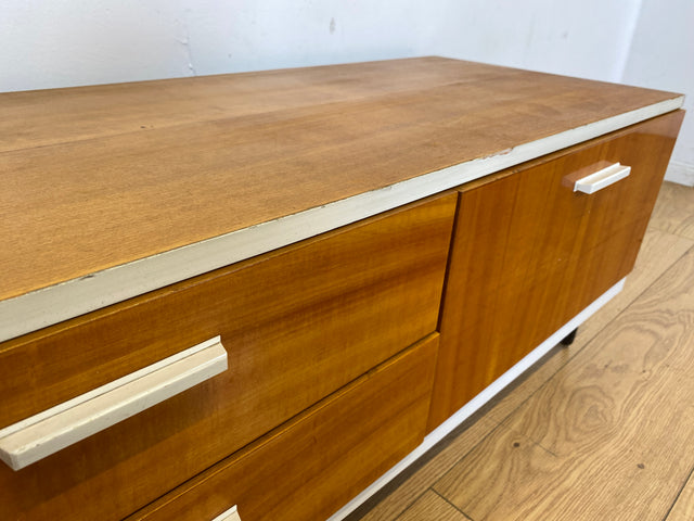 Hübsches 70er Jahre Lowboard mit Schubladen und Klappe, auf neuen Hairpin Füßen I Kommode Sideboard Wäschekommode Flurkommode TV Bank Board Fernsehkommode Retro Vintage I