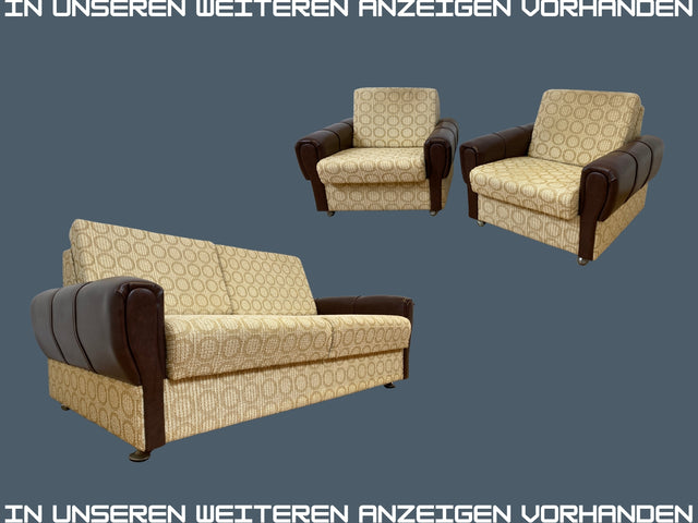Retro pur! Gemütlicher 70er Jahre Sessel auf Rollen mit hellem Originalbezug und Kunst Leder Armlehnen I Clubsessel Loungesessel Sitzgarnitur Vintage Space Age 60er I