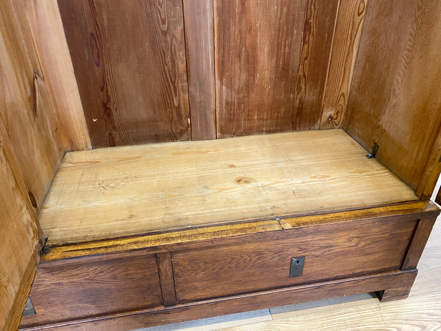 Wunderschöner antiker Kleiderschrank aus vollem Holz mit Spiegeltür und Schubladen, um 1910 I Schrank Wäscheschrank Schlafzimmerschrank Wardrobe Spiegel Jugendstil Vintage I