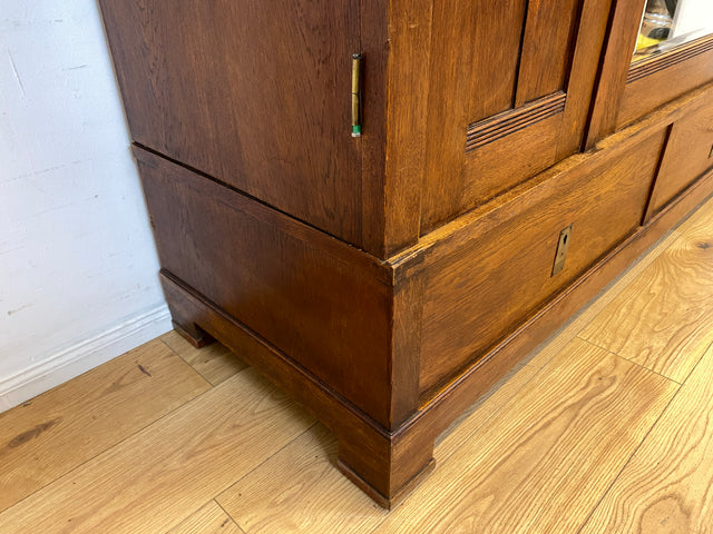 Wunderschöner antiker Kleiderschrank aus vollem Holz mit Spiegeltür und Schubladen, um 1910 I Schrank Wäscheschrank Schlafzimmerschrank Wardrobe Spiegel Jugendstil Vintage I