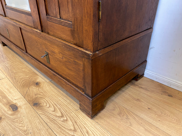 Wunderschöner antiker Kleiderschrank aus vollem Holz mit Spiegeltür und Schubladen, um 1910 I Schrank Wäscheschrank Schlafzimmerschrank Wardrobe Spiegel Jugendstil Vintage I