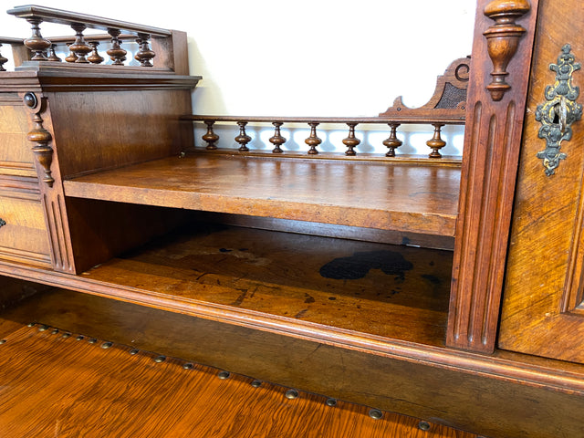 Wunderschöner antiker Schreibtisch mit Aufsatz, gedrechselten Balustern und kannelierten Pilastern I Aufsatzschreibtisch Sekretär Desk Gründerzeit Historismus Vintage I