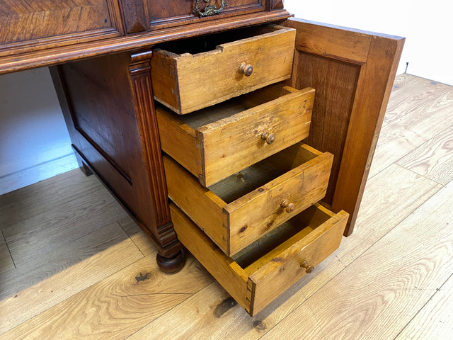 Wunderschöner antiker Schreibtisch mit Aufsatz, gedrechselten Balustern und kannelierten Pilastern I Aufsatzschreibtisch Sekretär Desk Gründerzeit Historismus Vintage I