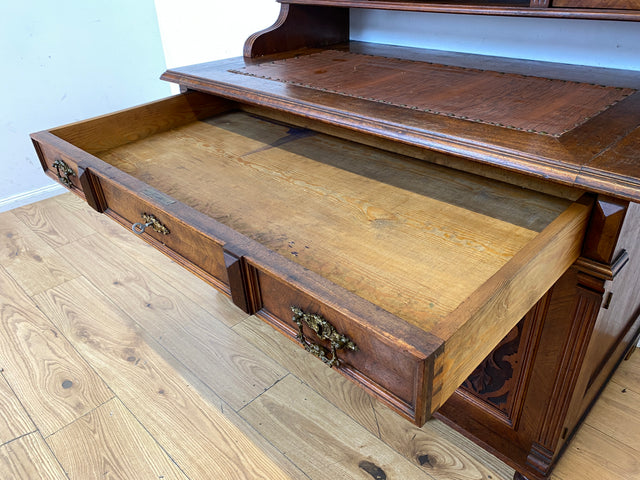 Wunderschöner antiker Schreibtisch mit Aufsatz, gedrechselten Balustern und kannelierten Pilastern I Aufsatzschreibtisch Sekretär Desk Gründerzeit Historismus Vintage I