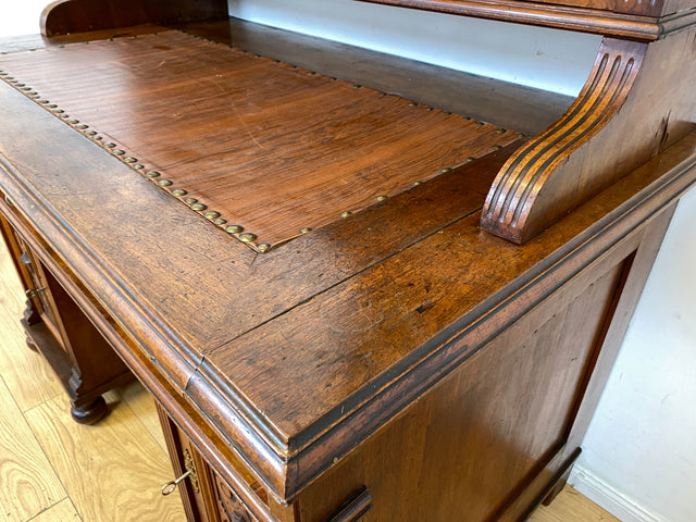 Wunderschöner antiker Schreibtisch mit Aufsatz, gedrechselten Balustern und kannelierten Pilastern I Aufsatzschreibtisch Sekretär Desk Gründerzeit Historismus Vintage I