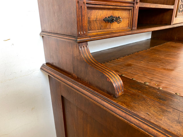 Wunderschöner antiker Schreibtisch mit Aufsatz, gedrechselten Balustern und kannelierten Pilastern I Aufsatzschreibtisch Sekretär Desk Gründerzeit Historismus Vintage I