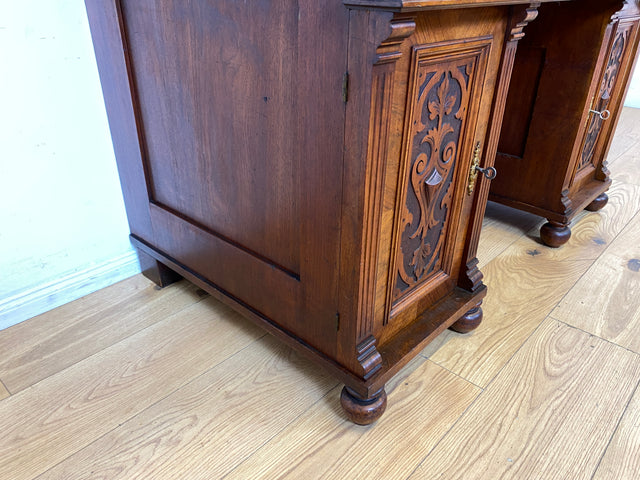 Wunderschöner antiker Schreibtisch mit Aufsatz, gedrechselten Balustern und kannelierten Pilastern I Aufsatzschreibtisch Sekretär Desk Gründerzeit Historismus Vintage I