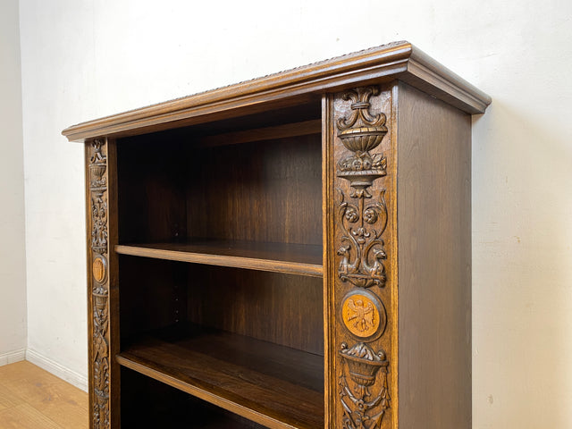 Besonderes antikes Regal handverziert mit Berliner Wappen, preußischen Adler und mächtigen Löwenfüßen I Vollholz Holzregal Bücherregal Bücherschrank Gründerzeit Kaiser Bär Historismus Vintage I