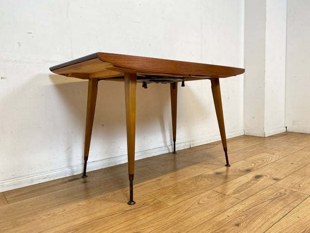Stilvoller auszieh- und höhenverstellbarer Mid-Century Multifunktionstisch in Teakholz I Tisch Ausziehtisch Esstisch Küchentisch Couchtisch Holztisch 50er 60er Vintage Teak I