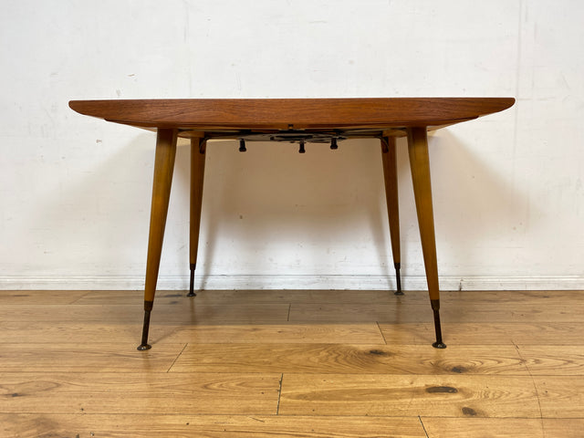 Stilvoller auszieh- und höhenverstellbarer Mid-Century Multifunktionstisch in Teakholz I Tisch Ausziehtisch Esstisch Küchentisch Couchtisch Holztisch 50er 60er Vintage Teak I
