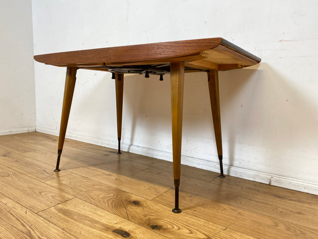 Stilvoller auszieh- und höhenverstellbarer Mid-Century Multifunktionstisch in Teakholz I Tisch Ausziehtisch Esstisch Küchentisch Couchtisch Holztisch 50er 60er Vintage Teak I
