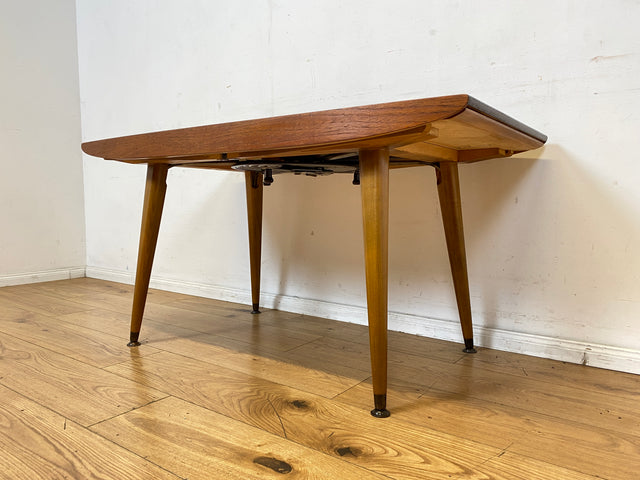 Stilvoller auszieh- und höhenverstellbarer Mid-Century Multifunktionstisch in Teakholz I Tisch Ausziehtisch Esstisch Küchentisch Couchtisch Holztisch 50er 60er Vintage Teak I