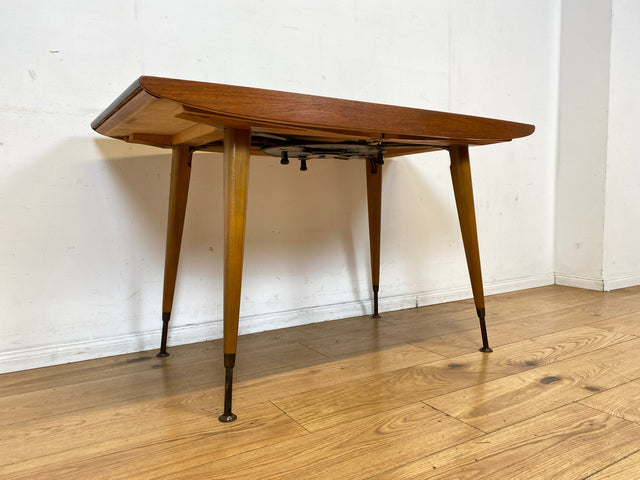 Stilvoller auszieh- und höhenverstellbarer Mid-Century Multifunktionstisch in Teakholz I Tisch Ausziehtisch Esstisch Küchentisch Couchtisch Holztisch 50er 60er Vintage Teak I