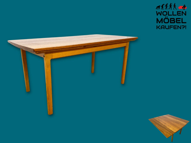 WMK I Stilvoller großer ausziehbarer skandinavischer Wohnzimmertisch in Teakholz I Salontisch Couchtisch Holztisch Coffee Tabele Danish Design Mid-Century Vintage 70er I Berlin Dortmund Braunschweig
