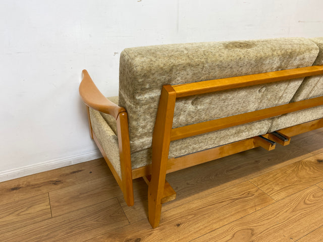 WMK I Stilvolles ausziehbares Vintage Designersofa Stella von Knoll aus 1978 mit beigem Originalbezug