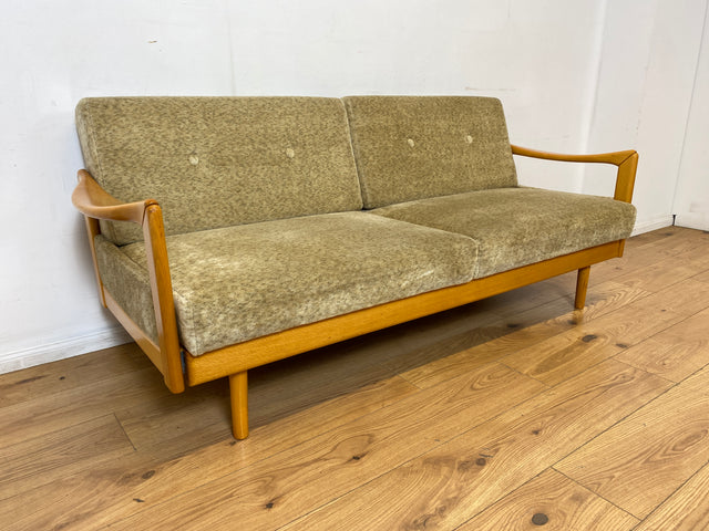 WMK I Stilvolles ausziehbares Vintage Designersofa Stella von Knoll aus 1978 mit beigem Originalbezug