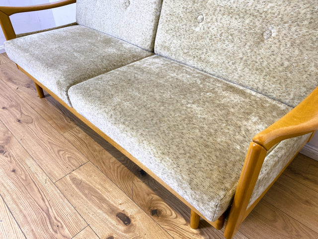 WMK I Stilvolles ausziehbares Vintage Designersofa Stella von Knoll aus 1978 mit beigem Originalbezug