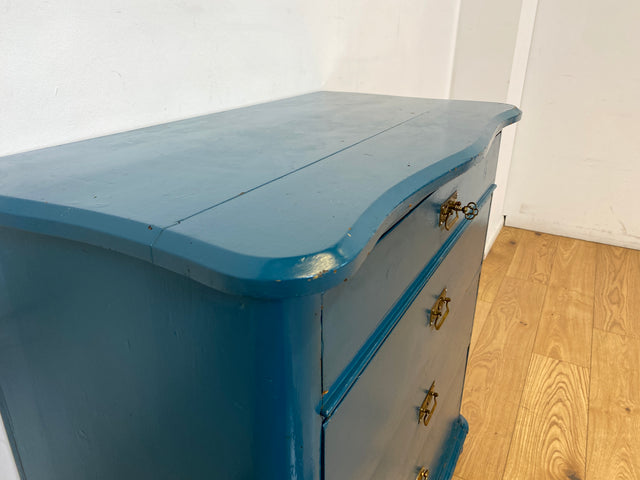 Wunderschöne blaue dänische antike Kommode aus vollem Holz mit Schubladen und Messingbeschlägen