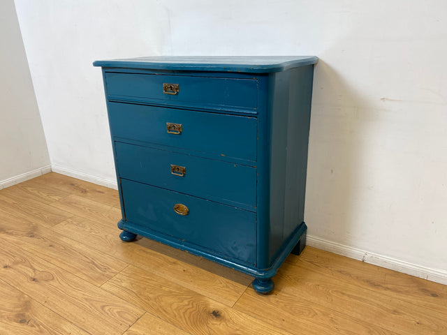 Wunderschöne blaue dänische antike Kommode aus vollem Holz mit Schubladen und Messingbeschlägen
