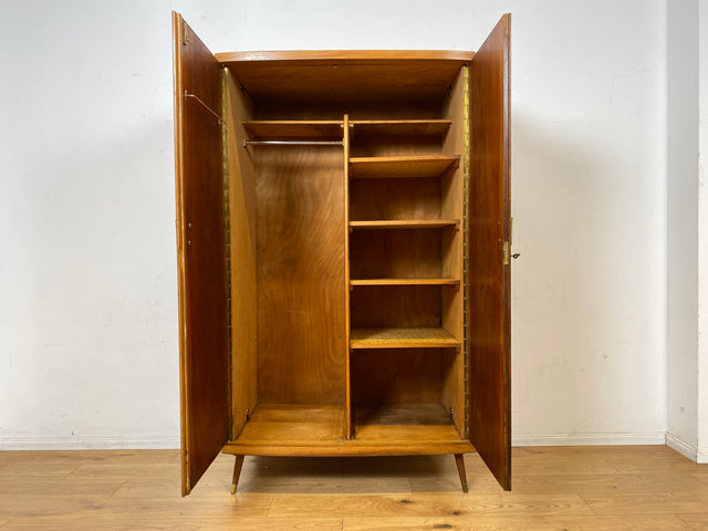 Besonders schöner dunkler Mid-Century Kleiderschrank mit perfekter Aufteilung I Schrank Wäscheschrank Kleiderschrank Wardrobe Garderobe Flurschrank 50er 60er Vintage I