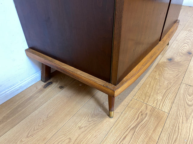 Besonders schöner dunkler Mid-Century Kleiderschrank mit perfekter Aufteilung I Schrank Wäscheschrank Kleiderschrank Wardrobe Garderobe Flurschrank 50er 60er Vintage I