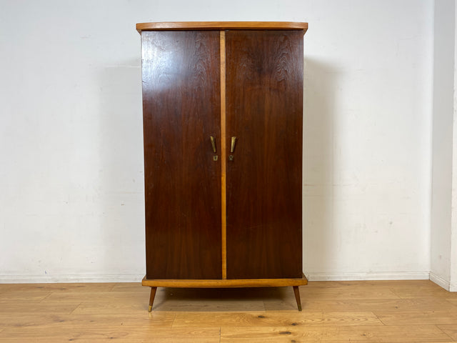 Besonders schöner dunkler Mid-Century Kleiderschrank mit perfekter Aufteilung I Schrank Wäscheschrank Kleiderschrank Wardrobe Garderobe Flurschrank 50er 60er Vintage I