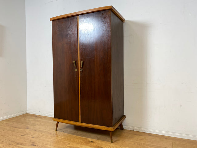 Besonders schöner dunkler Mid-Century Kleiderschrank mit perfekter Aufteilung I Schrank Wäscheschrank Kleiderschrank Wardrobe Garderobe Flurschrank 50er 60er Vintage I
